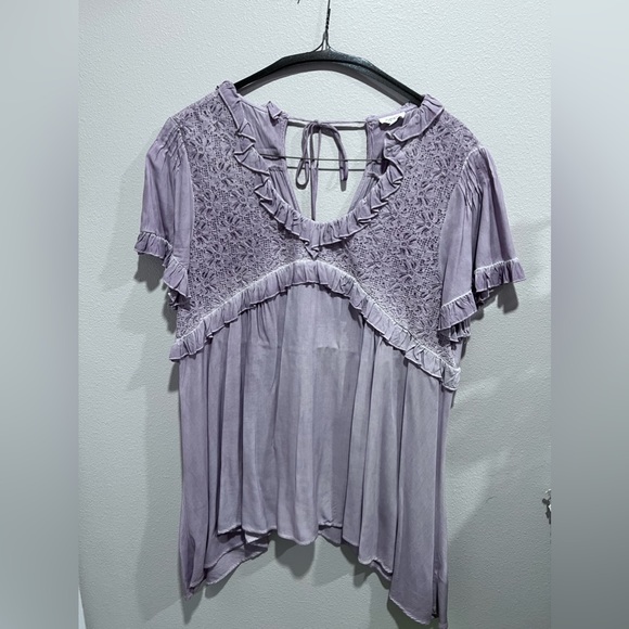Purple Crochet Detail Blouse - Picture 1 of 2